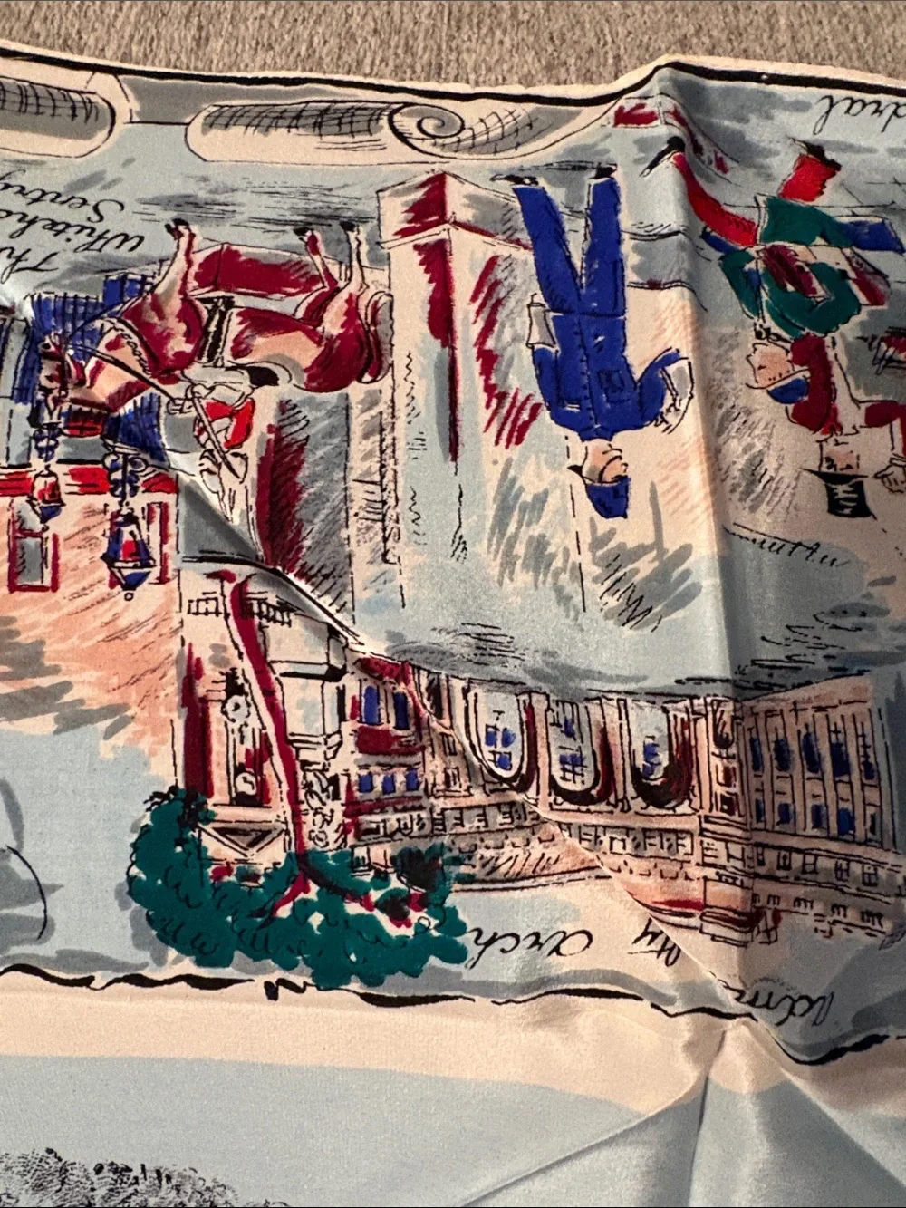 Silk scarf English souvenir by Gallahers of Macclesfield